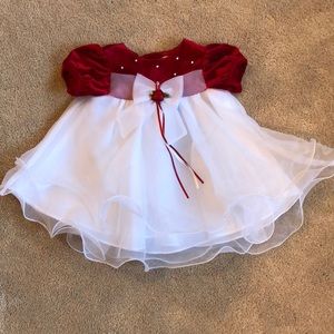 Adorable red and white dress 3-6mth